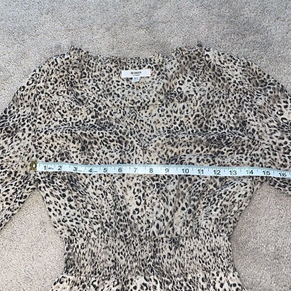BB DAKOTA Steve Madden Taupe Leopard Print Smocked Mini Dress Size XS - Picture 4 of 12